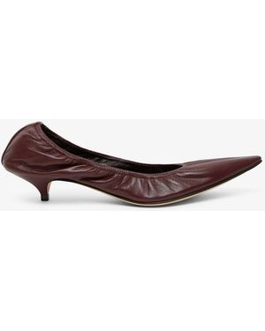 The Row Liisa Burgundy Kitten Court Shoes - White