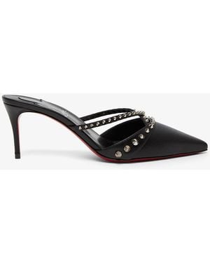 Christian Louboutin Tatoosh 70 Black Spike Mules - White