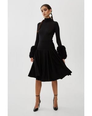 Alaïa Pleated Knit Midi Skirt - Black