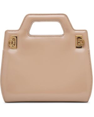 Ferragamo Wanda Mini Beige Leather Bag - Brown