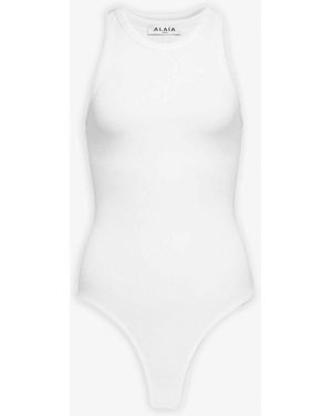 Alaïa Sculpting Jersey White Bodysuit