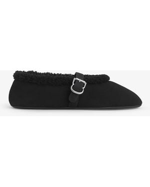 Alaïa Black Merino Shearling Ballet Flats