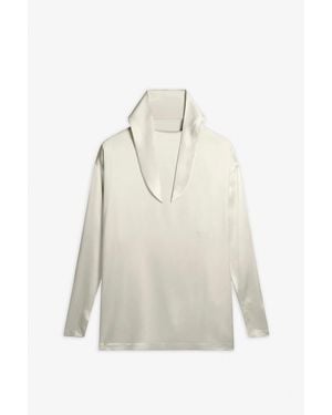 Phoebe Philo Liquid Cream Knot Collar Top - White