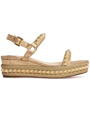 Christian Louboutin Pyradiams 60 Liege Pepite Gold Wedges - Metallic