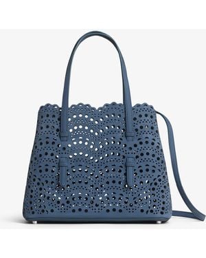 Alaïa Mina 25 Blue Suede Tote Bag
