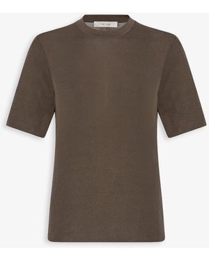 The Row Ozzi Nut Brown Silk T-shirt