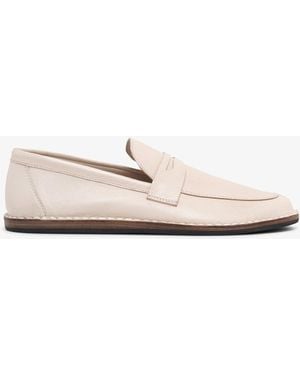 The Row Cary Taupe Leather Loafers - Pink