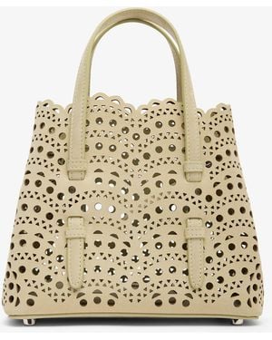 Alaïa Mina 20 Amond Green Suede Tote Bag - Natural