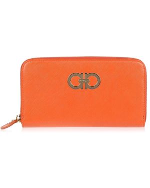 Ferragamo Orange Leather Gancio Wallet
