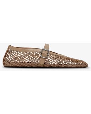 Alaïa Beige Mesh Ballet Flats - Brown