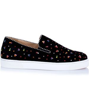 Christian Louboutin Boat Black Suede Crystal Slip-on