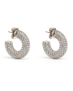 AMINA MUADDI Cameron Hoop Mini White And Silver Crystal Earrings - Metallic