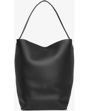 The Row Large N/s Black Leather Park Tote Bag