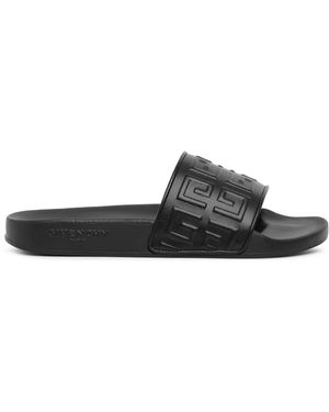 Givenchy 4g Black Leather And Rubber Slides