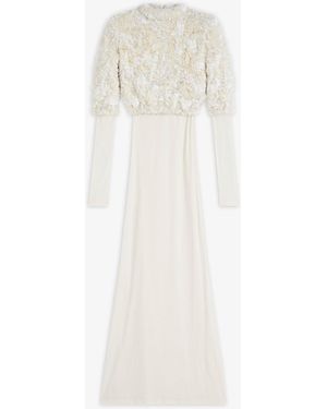 Phoebe Philo Sequins And Jersey Long Dress - White