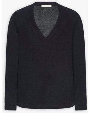 The Row Poesis Cashmere V-Neck Sweater - Blue