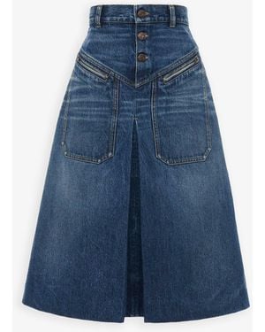 Chloé Knee Length Denim Skirt - Blue