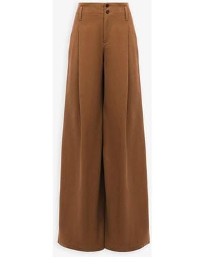 Chloé High Rise Cotton Canvas Pants - Brown