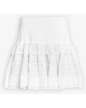 Alaïa White Ruffle Wool Skirt