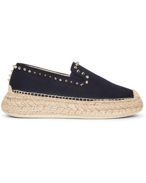 Christian Louboutin Espaboat Spiked Canvas Espadrilles - Blue