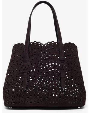 Alaïa Mina 25 Vienne Brown Suede Tote Bag - Black