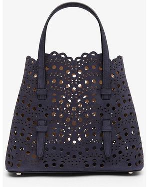 Alaïa Mina 20 Dark Blue Leather Tote Bag