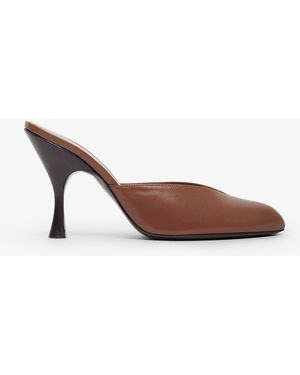 Herbert Levine Sitting Pretty 95 Brown Leather Mules - White