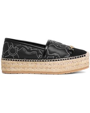 Ferragamo Kim Gal Black Leather Espadrilles