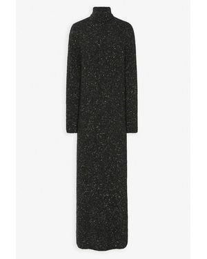 The Row Melani Charcoal Melange Cashmere Dress - Black