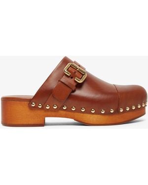 Chloé Jeannette Brown Leather Clogs