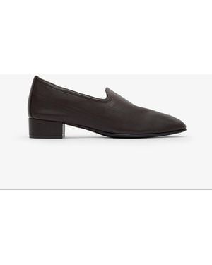 Herbert Levine 30 Soft Leather Dark Brown Loafers - Black