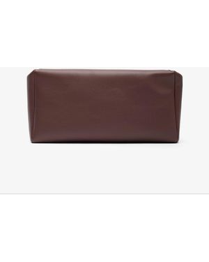 The Row Squared Compact Brown Leather Clutch - Purple