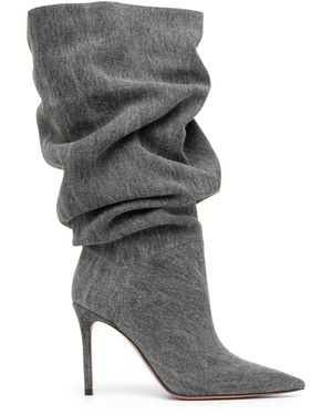 AMINA MUADDI Jahleel 95 Grey Denim Booties