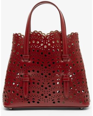 Alaïa Mina 20 Vague Dark Red Tote Bag