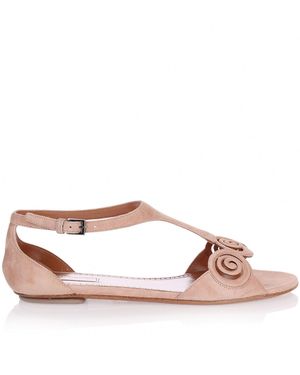 Alaïa Nude Suede Flat Sandal - Pink