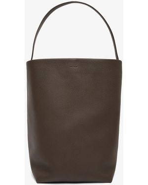The Row Large N/s Deep Brown Leather Tote Bag