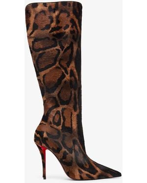 Christian Louboutin Miss Z Leather Pony Hair Knee-High Boots 100 - Brown