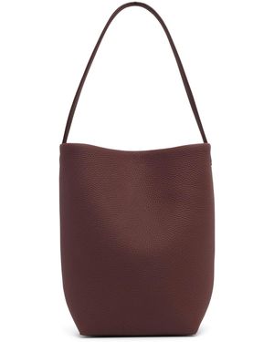 The Row Medium N/s Park Brown Leather Tote Bag - Purple