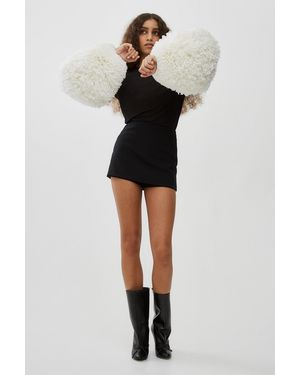 Alaïa Natural White Faux Fur Bubble Gloves - Black