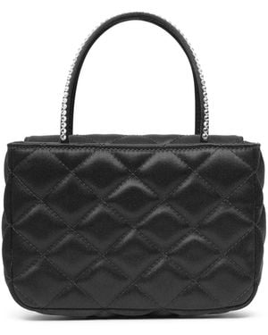 AMINA MUADDI Betty Black Satin Tote Bag