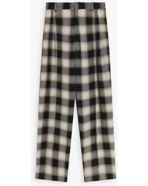 Phoebe Philo Double Pleat Check Pants - Gray