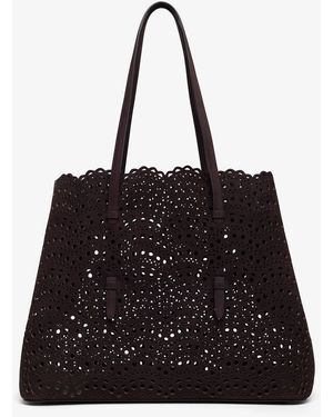 Alaïa Mina 37 Vienne Brown Suede Tote Bag - Black