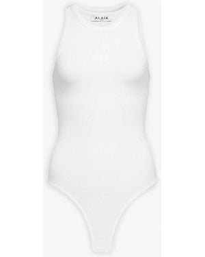 Alaïa Sculpting Jersey White Bodysuit
