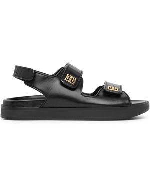 Givenchy 4g Strap Flat Black Leather Sandals