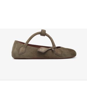 Alaïa Teckel Brown Grey Suede Ballet Flats - Multicolour
