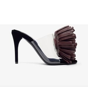 Alaïa Asymmetric Suede Pom Pom Sandals - White