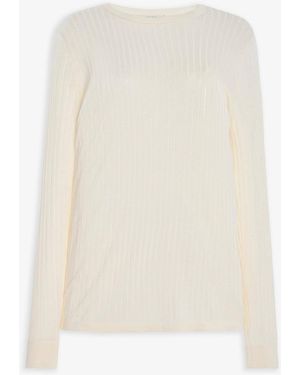The Row Keya White Ribbed Knit Top