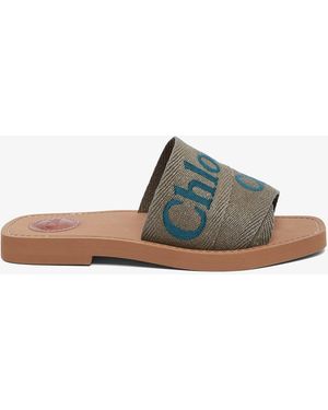 Chloé Woody Khaki Slides - Multicolour