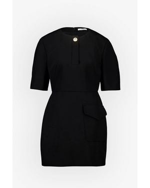 Givenchy Cocoon Wool Grain De Poudre Minidress - Black