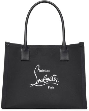 Christian Louboutin Nastroloubi E/w Large Black Canvas Tote Bag